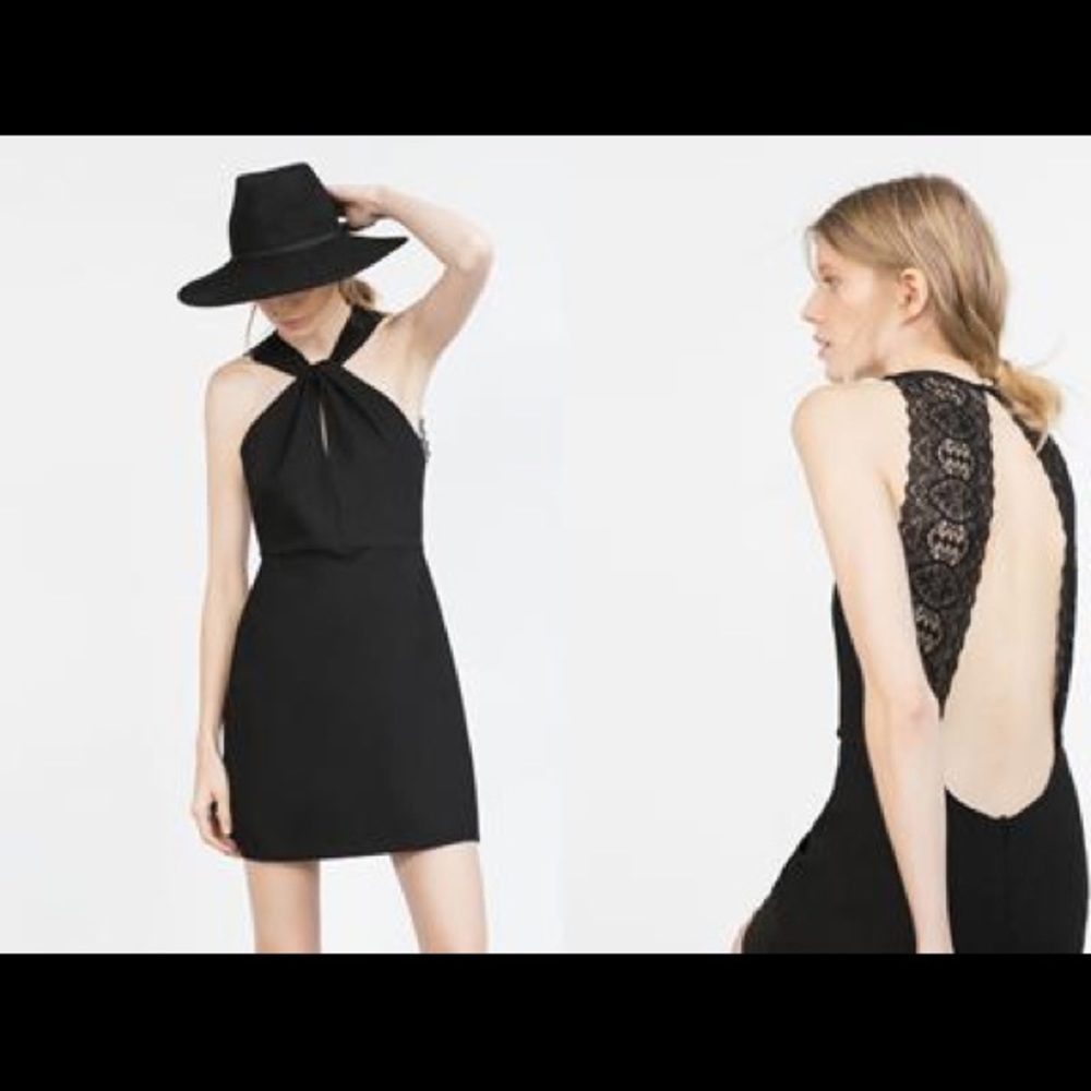 ZARA 8264/819 Lace Open Back Mini Dress S